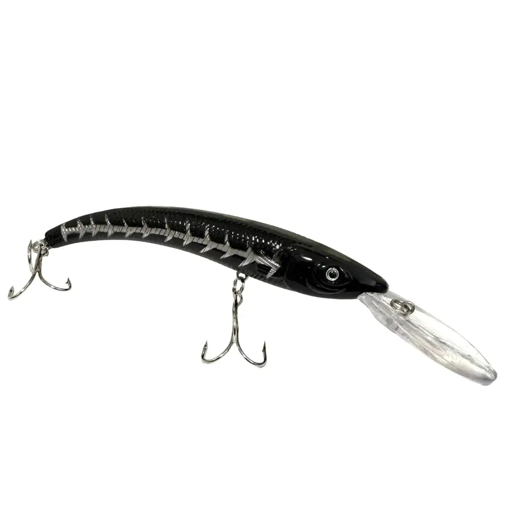 Black and silver minnow-tyylinen kalajigi kirkkaalla muovisella päällä roundblack deep wobbler kuhan ja hauen uisteluun 12cm 14g