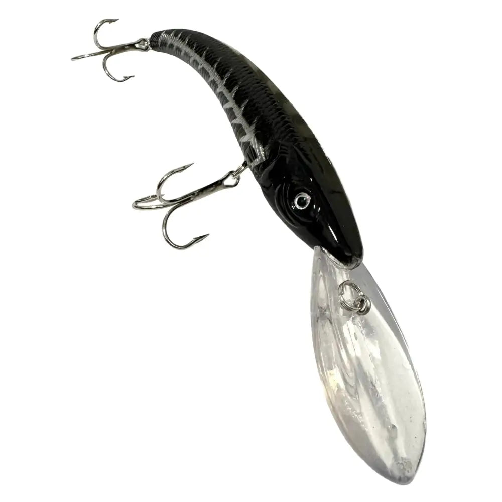 Black and silver minnow-tyylinen roundblack deep wobbler kuhan ja hauen uisteluun 12 cm 14 g, kiiltävä pinnoite ja kirkas muovihäntä