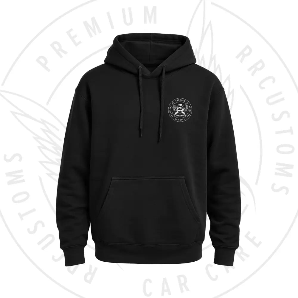 Rrcustoms huppari - huppari musta valkoinen logo retkeilyvarusteet verkkokaupasta