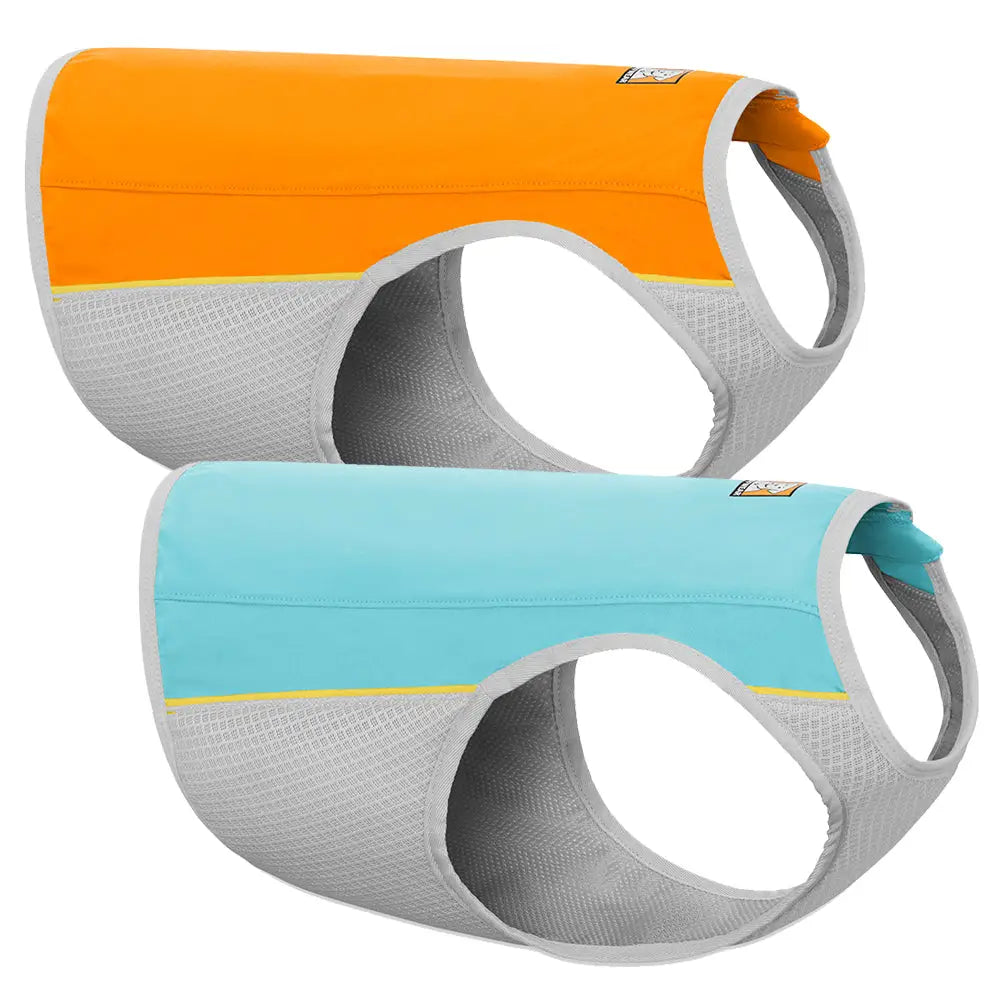 Ruffwear jet stream viilennysliivi koirille oranssi ja vaaleansininen verkkomateriaali harmailla reunoilla