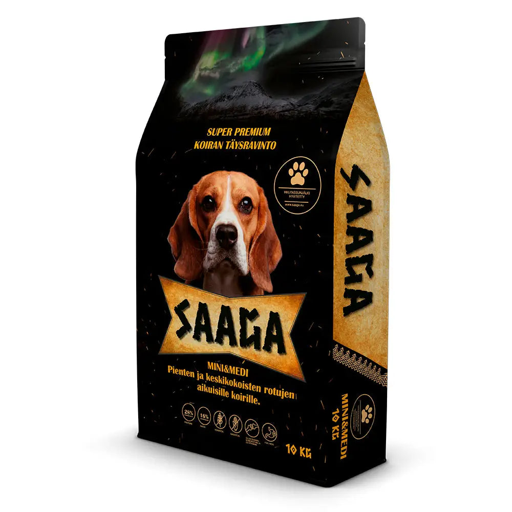 Saaga mini & medi täysravinto koirille - 2kg - wildpoint retkeilyvarusteet verkkokaupasta 10,90 €