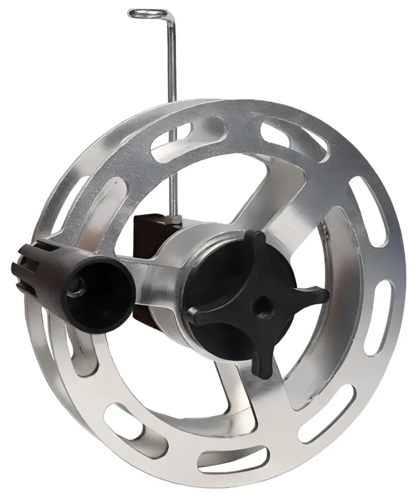 Scandinavian tackle alu plaanarikela 205mm hopeanvärinen metallivapaa kela mustilla muoviosilla ja modernilla muotoilulla