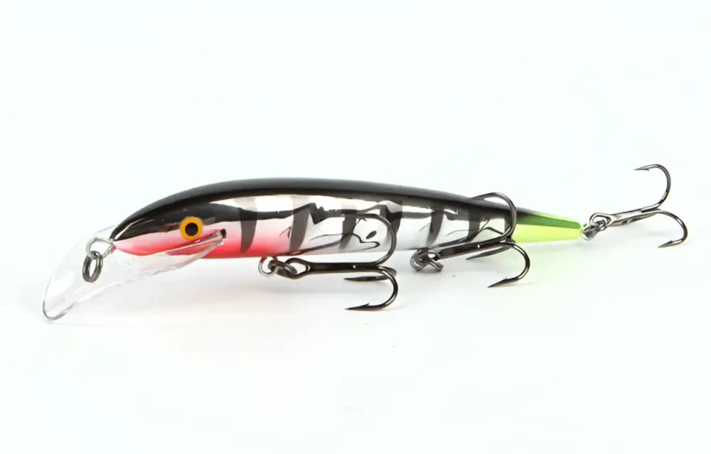 Skandinavian tackle baron vaaput 130mm kalastuspilkki mustavalkoraidallinen pinkillä vatsalla ja keltaisella silmällä