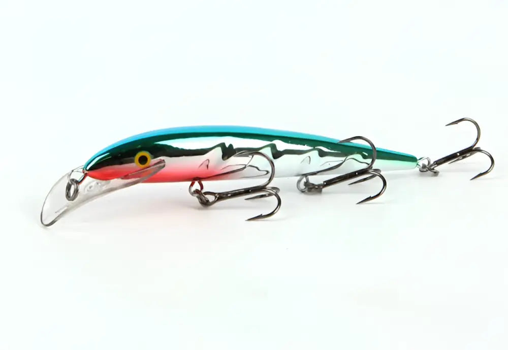 Metallinen vihreän ja punaisen sävyinen scandinavian tackle baron vaaput 130mm kalastuskoukuilla ja keltaisella silmällä