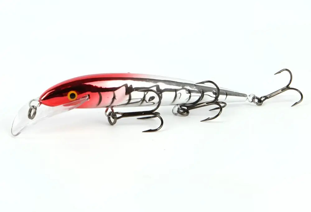 Scandinavian tackle baron vaaput 130mm punainen ja hopeanvärinen metallinen minnow-tyylinen heittouistin mustilla kuvioilla