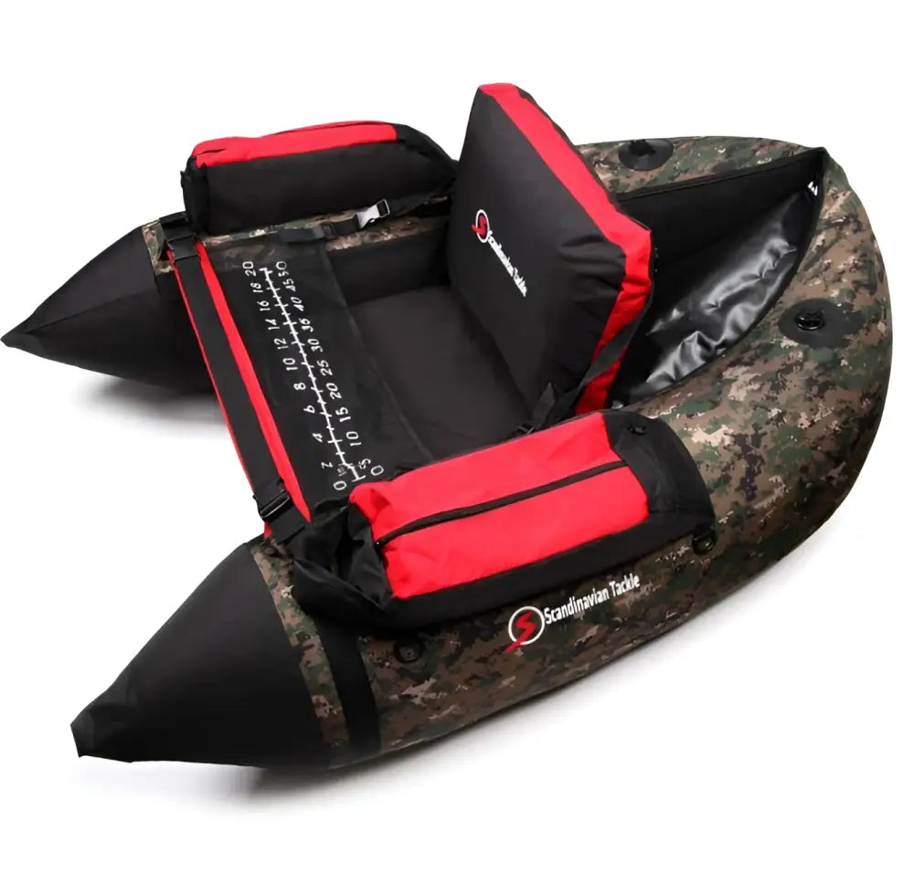 Scandinavian tackle float tube 900 kelluntarengas camo-ilmatäytteinen kalastusvene pehmustetulla istuimella ja säilytystiloilla