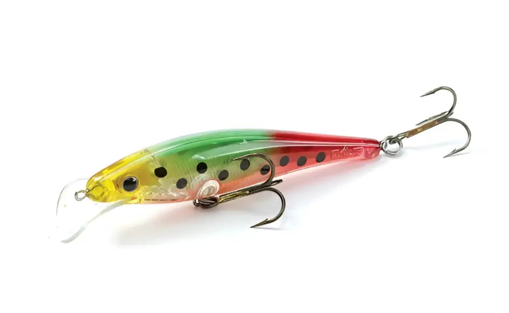 Vibrantti ja läpikuultava Scandinavian Tackle Gator Wobbler 11cm värikkäillä pilkuilla ja muovisella pyrstöllä