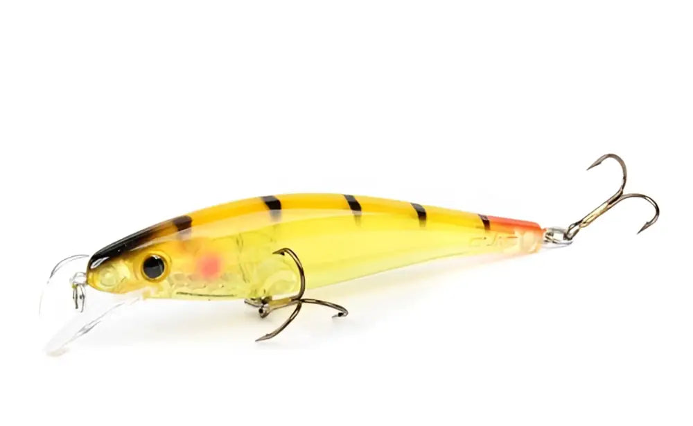 Scandinavian Tackle gator wobbler 11cm keltamusta kova kalastuskoukku kirkkaalla muovipäällä ja punaisilla korostuksilla