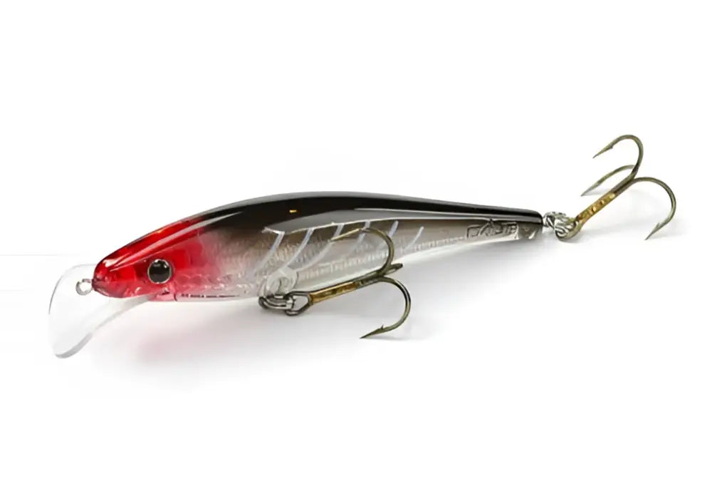 Scandinavian tackle gator wobbler 11cm punainen ja musta läpikuultava viehe hopeisilla metallisilla yksityiskohdilla