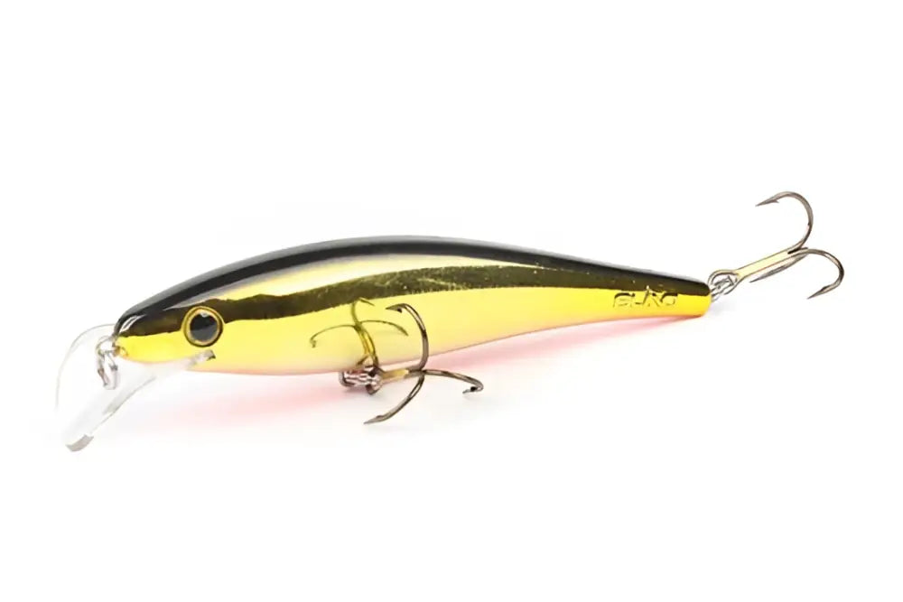 Scandinavian Tackle Gator Wobbler 11cm metallinen keltamusta kalastusviehe kirkkaalla lipalla ja kolmella kolmikoukulla