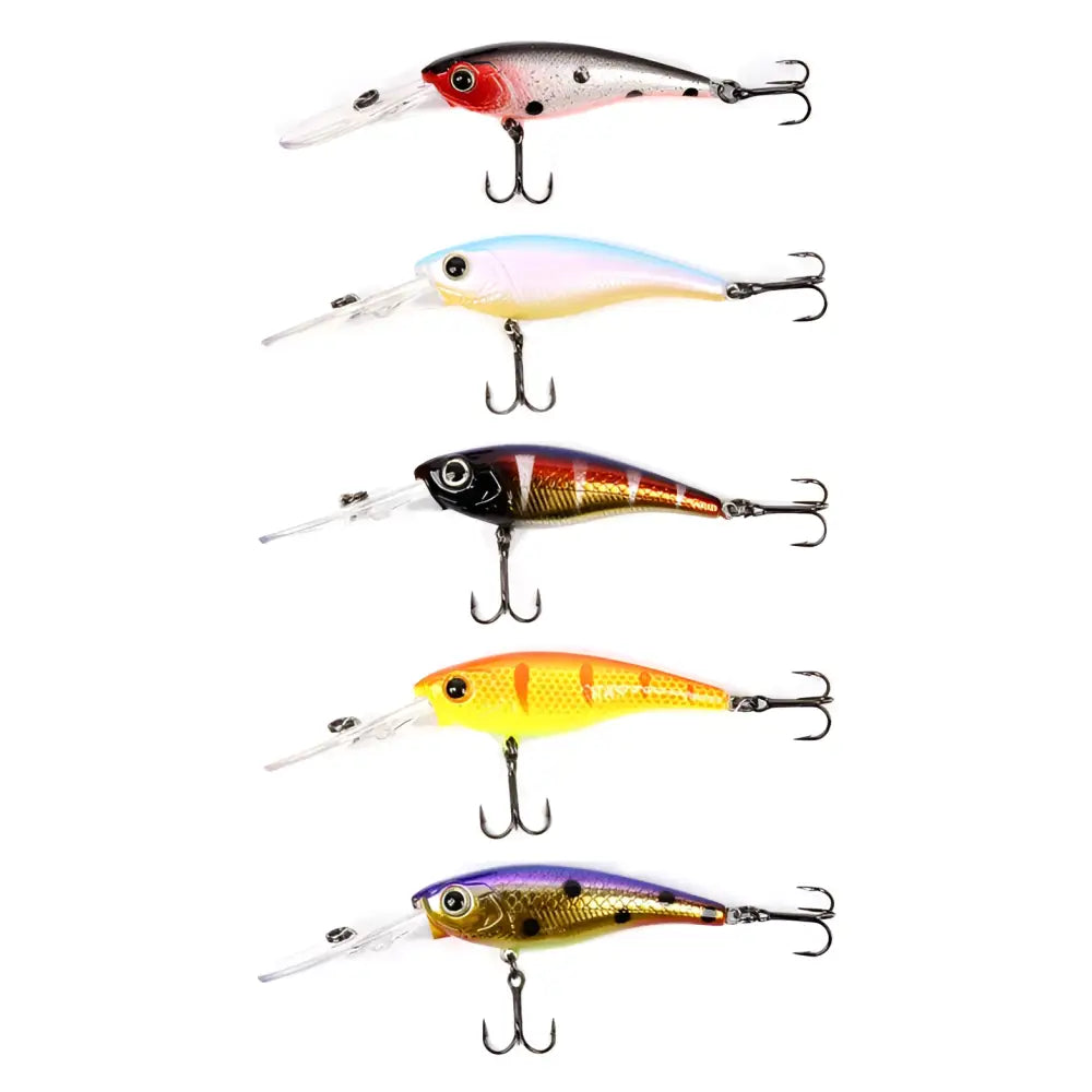 Viisi värikästä scandinavian tackle luvos 60mm vaappulajitelma no3 metallista crankbait-syötävää kiinnikkoukkuineen