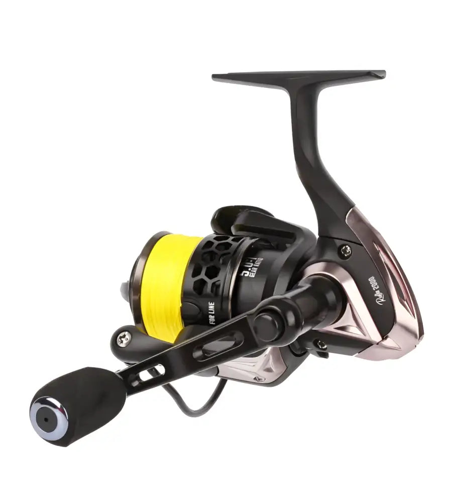 Scandinavian tackle rulla kuhakela 2000 musta ja hopeanvärinen kalastuskelan kirkkaan keltainen kelamylly wildpoint outdoorsilta