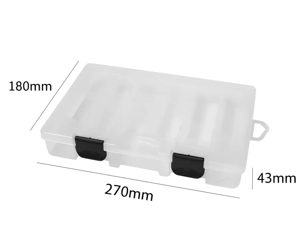 Läpinäkyvä muovinen scandinavian tackle x72 vieherasia wildpoint outdoors -brändillä mustilla lukoilla ja kahvalla