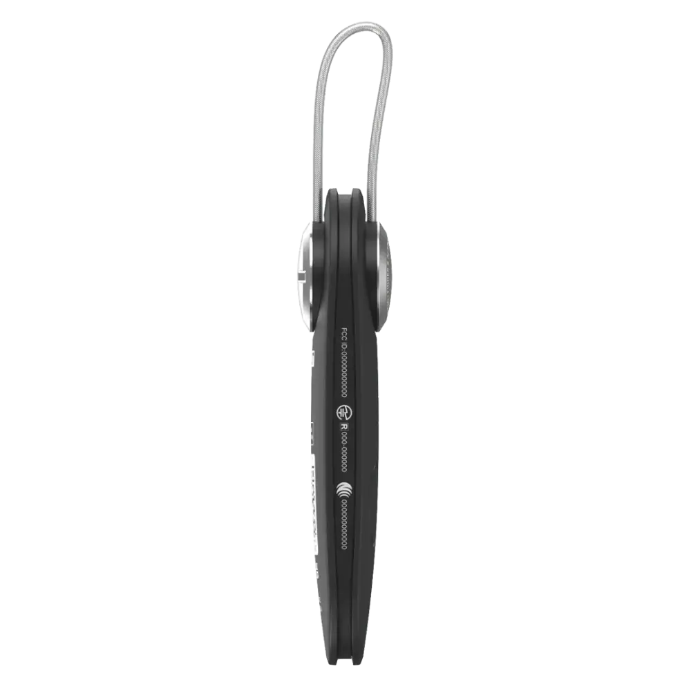 Black scout travel wireless earpiece with sleek ergonomic design and silver wire loop for secure wear