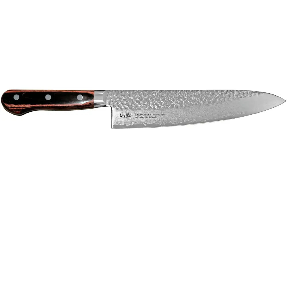 Suncraft Senzo damaskus-tyyppinen universal kokkiveitsi 21 cm, takomalla viimeistelty ruostumaton teräs ja tumma puukahva