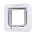 Valkoinen sureflap lemmikin mikrosiruluukku 21x21 cm kirkkaalla suorakaiteen muotoisella läpällä pyöristetyillä reunoilla