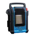 Sininen ja musta portable kaasulämmitin väinö radiant heater v2000 tukeva kahva punainen polttoainesäiliö ja metalliverkko