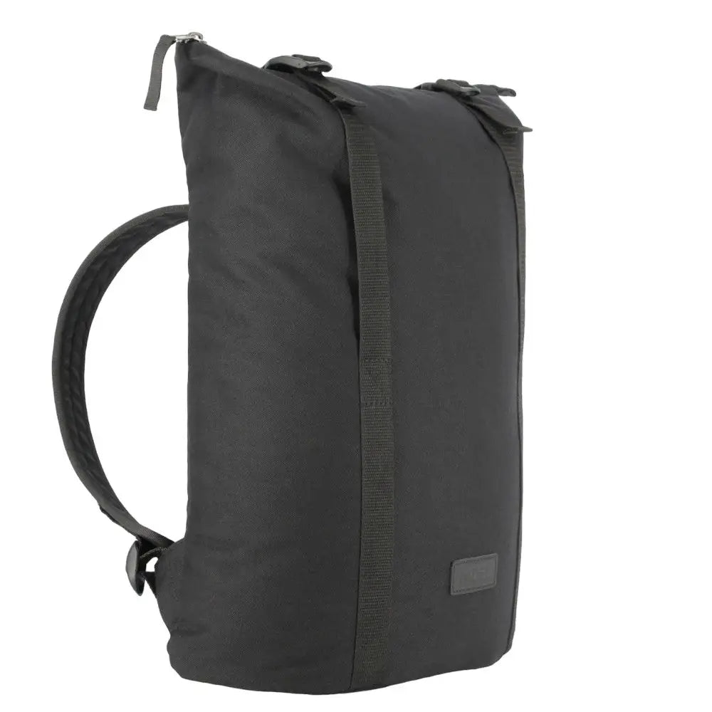 Mustan kangasrullattavan vetoketjullisen g-hook-repun takapuoli säädettävällä olkahihnalla minimalistisella designilla