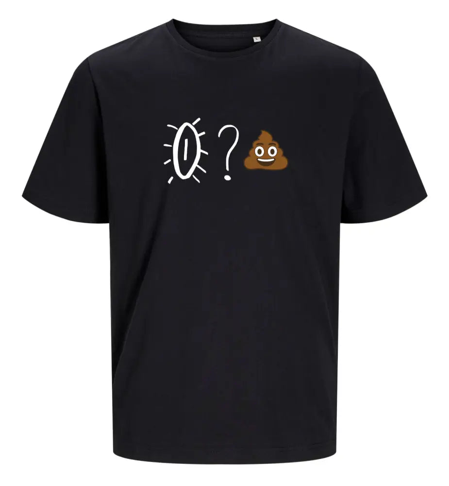 Mustapohjainen vmp by sari unisex t-paita valkoisella ja ruskealla silmä emoji graafikalla