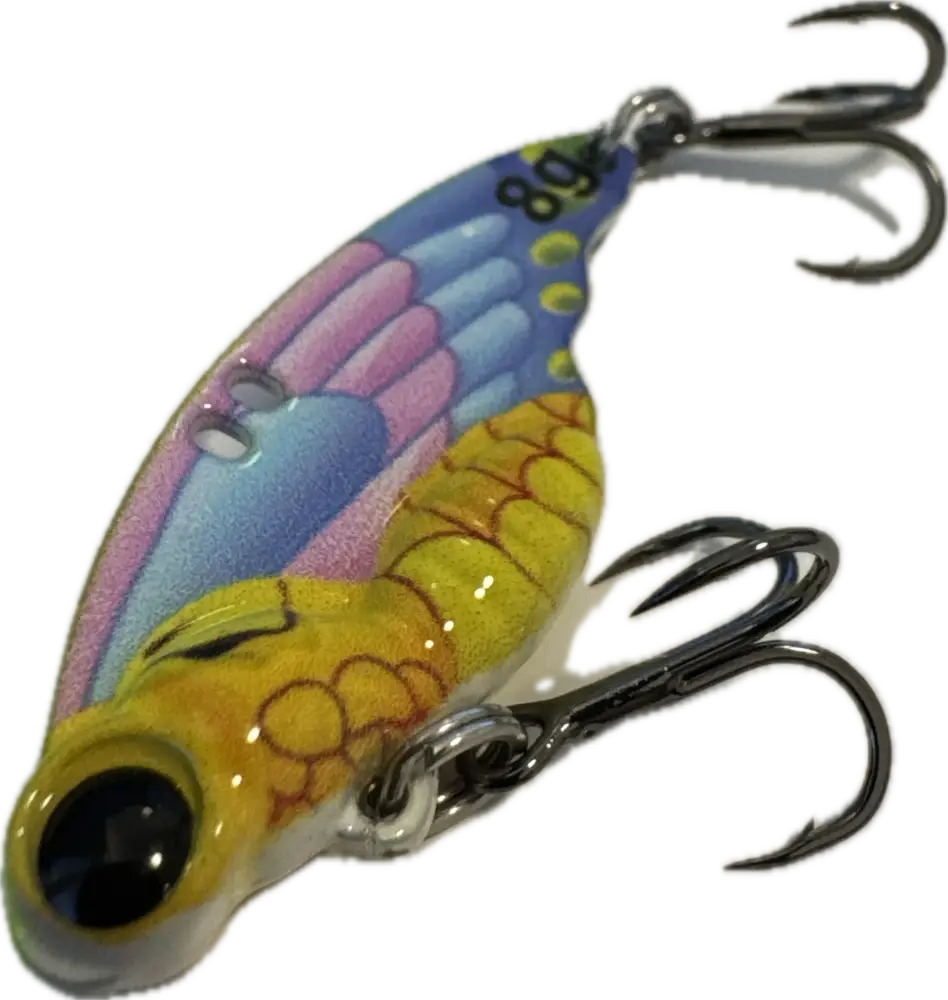 Värikäs wildpoint butterfly blade 4cm 8g kalastuskoneisto keltainen ja pinkki siipimuotoilu hopeiset kolmihaarakoukut