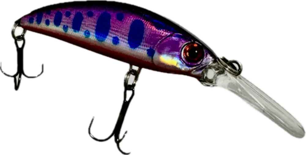 Wildpoint lilla 7cm 6g purppura ja sininen hohtava minnow viehe kirkkaalla muovirungolla ja metallihoukutuksella