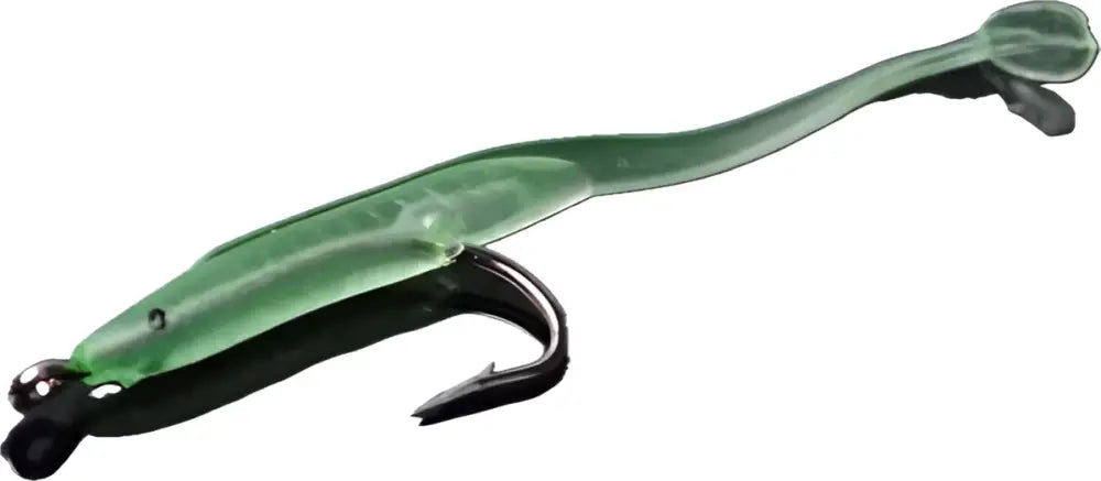 Green translucent silicone fishing lure wildpoint luminous jigi with black hook and metal eyelet for fishing