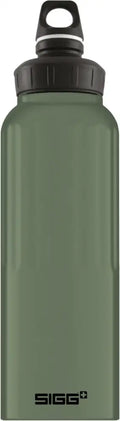Olive green sigg wmb traveller leaf g touch 1,5 l water bottle with black screw-on cap and loop handle