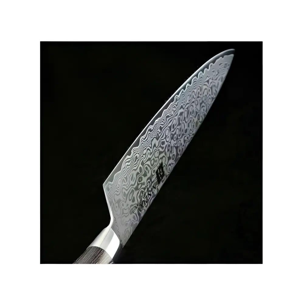 Xinzuo ya damascus kokkiveitsi 20 cm damascus-teräs terävällä aallotetulla terällä ja tummalla kahvalla